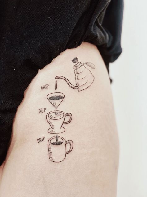 Cute Coffee Tattoo, Coffee Lover Tattoo, Coffee Tattoo Ideas, Lover Tattoo, Her Tattoo, Coffee Tattoo, Coffee Tattoos, Tattoos For Lovers, Inspiration Painting