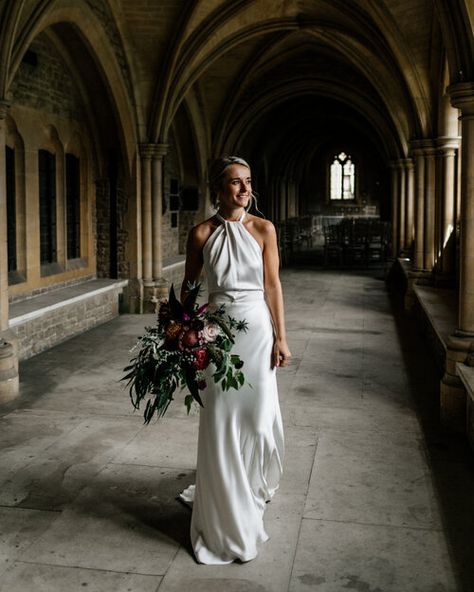 Lovely Lucy | A real Halfpenny London bride Halfpenny London, Minimal Wedding Dress, Halter Wedding, Club Party Dress, Dress Bridesmaids, London Bride, Halter Wedding Dress, Hollywood Dress, City Bride