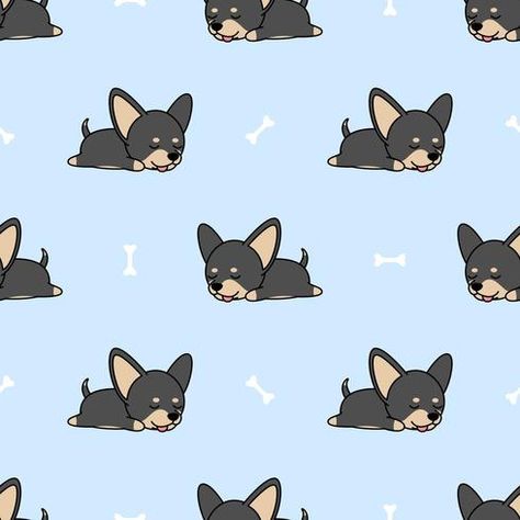 Cute chihuahua dog sleeping seamless pattern Baby Panda Bears, Cute Dog Wallpaper, Dinosaur Silhouette, Dog Sleeping, Wallpaper Girly, Min Pin, Schnauzer Puppy, Cute Chihuahua, Lazy Dog