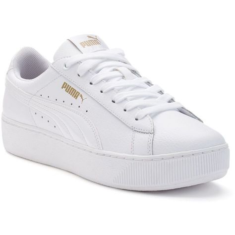 PUMA Vikky Platform Women's Leather Shoes (67,195 KRW) ❤ liked on Polyvore featuring shoes, sneakers, white, lace up shoes, platform shoes, puma shoes, high heel platform shoes and print shoes Leather Shoes Outfit, Sepatu Platform, White Puma Shoes, Puma Women Shoes, Puma Shoes Women, Puma Vikky, High Platform Shoes, White Platform Shoes, Women's Leather Shoes