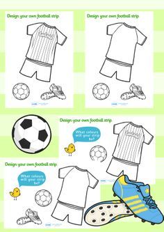 Football/World Cup- Design a football strip worksheet Football Activities, Sports Day Poster, Football Activity, Sports Theme Classroom, Cleats Soccer, Brazil Football, Alex Morgan Soccer, Soccer Girl Problems, Manchester United Soccer