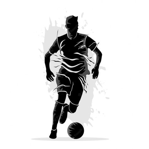 Soccer Silhouette, Minimal Pictures, Sport Silhouette, Football Silhouette, Abstract Silhouette, Ball Vector, Football Illustration, Best Football Players, Man Illustration