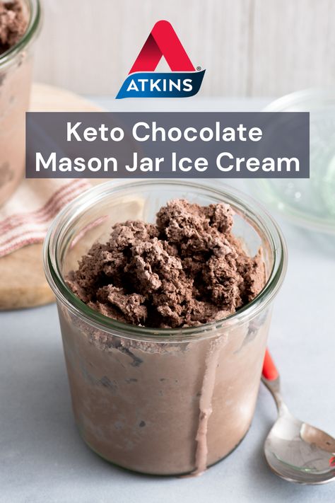 Recipes Using Atkins Shakes, Atkins Shake Recipe, Atkins Breakfast Phase 1, Atkins Protein Shake, Mason Jar Ice Cream Recipe, Atkins Desserts, Atkins Shakes, Atkins Breakfast, Mason Jar Ice Cream