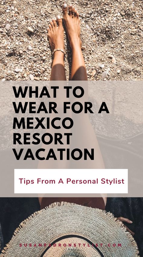 Wondering what to pack for an all inclusive resort summer vacation? Susan Padron - a personal stylist for women over 30 has you covered with her capsule wardrobe packing list for your mexico beach vacation. Find what to pack for your resort vacation outfits, tropical vacation outfits, and beach vacation capsule wardrobe. Book a styling session with Susan for more styling tips & tricks. Mexico Vacation Outfits Cancun, Mexico Resort Outfits, Mexico Beach Outfits, Cancun Mexico Outfits, Caribbean Vacation Outfit, Resort Vacation Outfits, Summer Beach Vacation Outfits, Beach Resort Outfits, Beach Outfits Women Vacation