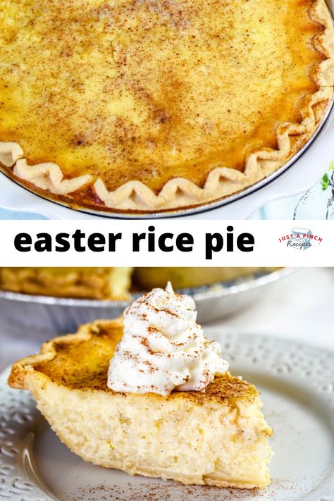 Easter Rice Pie Easter Rice Pie, Ricotta Rice, Rice Pie, Italian Easter Recipes, Traditional Easter Desserts, Deep Dish Pie, Preschool Easter, Ricotta Pie, Easter Pie