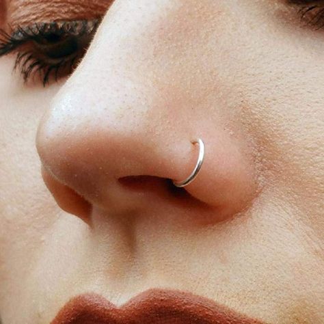 Nose Piercing Ring, Faux Nose Ring, Sterling Silver Nose Rings, Tragus Ring, Nose Piercing Hoop, Faux Piercing, Fake Nose Rings, Fake Nose, Silver Nose Ring