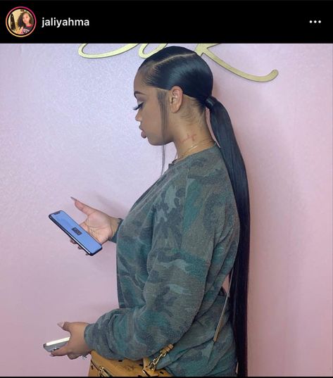 Braided Ponytail Weave, Black Hair Inspiration, Slick Ponytail, Slicked Back Ponytail, Sleek Ponytail Hairstyles, Black Ponytail Hairstyles, Quick Weave Hairstyles, A Ponytail, Slick Back