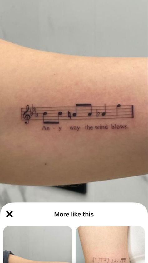 Music Measure Tattoo, Music Scale Tattoo, Anyway The Wind Blows Tattoo, Piano Sheet Music Tattoo, Music Key Tattoo, Thank You For The Music Tattoo, Choir Tattoo Ideas, Aesthetic Music Tattoos, Piano Key Tattoo