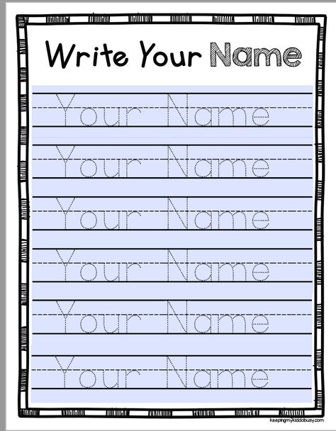 LEARN TO WRITE YOUR NAME It is so exciting when children become curious about how to write their name. I believe teaching them to write their name should be the first word they learn how to spell. … Penmanship Worksheets, Name Worksheets, Writing Practice Preschool, Writing Worksheets Kindergarten, Name Writing Activities, Free Handwriting Worksheets, Writing Names, Kindergarten Names, Name Writing Practice