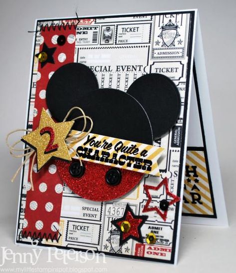 Mickey Mouse Card, Disney Birthday Card, Mickey Mouse Invitation, Disney Scrapbooking Layouts, Disney Cards, Disney Scrapbook Pages, Mickey Birthday, Cricut Cards, Mickey Mouse Birthday