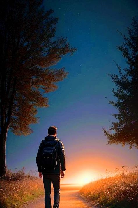 Poses Walking, Field At Night, Lonely Road, Dove Pictures, Boy Walking, Best Nature Images, Amoled Wallpapers, Walking Man, Teddy Bear Pictures