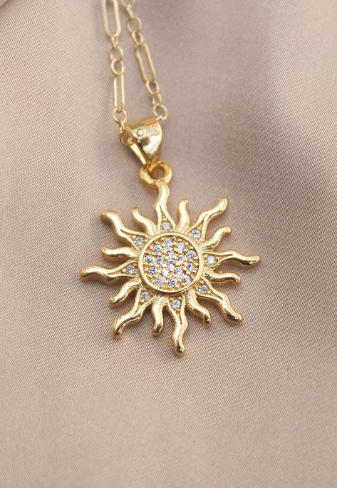 Embossed Jewelry, Sun Burst, Celestial Sun, Gold Jewelry Simple Necklace, Fake Jewelry, Sun Necklace, Sapphire Earrings Studs, Sun Pendant, Gold Jewelry Simple