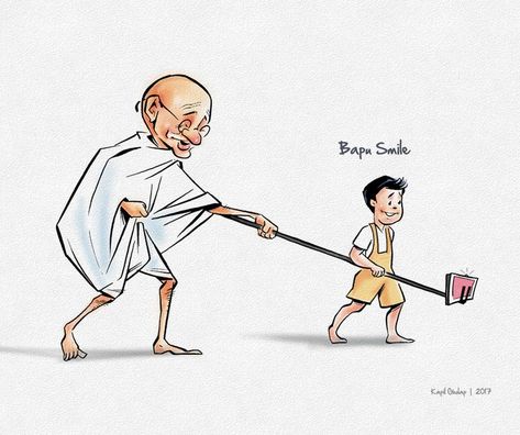 Gandhiji Sketch, India History, Character Design Art, Drawings For Kids, Artwork Cartoon, Funny Artwork, Indian Illustration, Drawing Competition, Animation Sketches