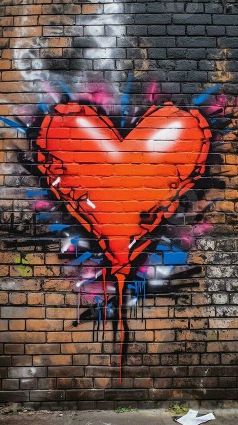 AI Generative old brick wall graffiti heart valentines day background Brick Wall Drawing Graffiti, Graffiti On Brick Wall, Brick Wall Graffiti, Brick Wall Drawing, Wall Graffiti, Graffiti Heart, Old Brick Wall, Day Background, Heart Valentines