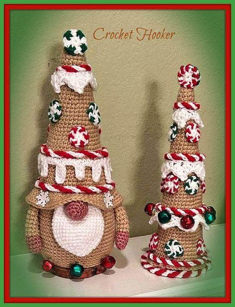 Gingerbread Gnome, Crochet Gnomes Pattern Free, Crochet Gingerbread, Crochet Gnomes, Gingerbread Tree, Crochet Gnome, Gnome Crochet, Amigurumi Christmas, Knitting Machine Patterns