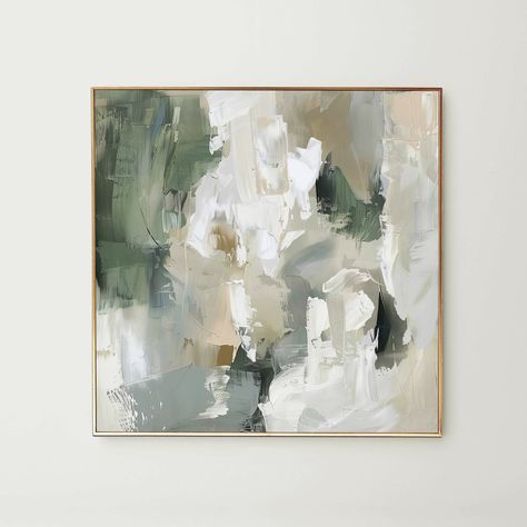 Green Abstract Painting, Green Living Room Decor, Green Painting, Minimal Painting, Green Art Print, Green Living Room, Abstract Painting Modern, Green Paintings, Beige Art