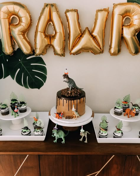 Two Roarsome Party, Baby Boy Dinosaur Birthday Party, Boys Dinosaur Birthday Party, Second Birthday Dinosaur Theme, Toddler 3rd Birthday Party Ideas, Fourasaurus Birthday, Twoasaurus Birthday, Dinosaur 2nd Birthday Party Boys, Wild One Dinosaur Birthday