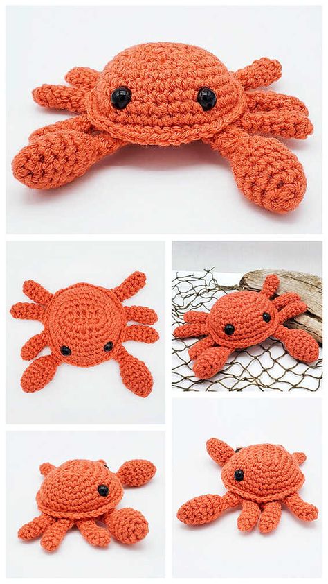 Amigurumi Crab, Amigurumi Fish, Crochet Starfish, Crochet Fish Patterns, Crochet Sea Creatures, Crochet Fish, Crochet Animals Free Patterns, The Crab, Crochet Design Pattern