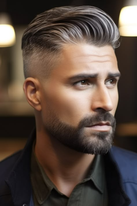 With swept-back hair with a gentle fade, elegance is key. The longer hair on top is brushed back to create a sleek look. Click here to check out more stunning short sides, long top haircuts for men you’ll want to try. Mens Hairstyles Short Sides, Haircut Tutorial Step By Step, Bob Haircut Tutorial, Short Sides Long Top, Side Haircut, Crew Cut Haircut, Top Haircuts For Men, Black Hair Inspiration, Top Hairstyles For Men