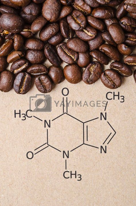 Caffeine Molecule, Roasted Coffee Beans, Chemical Formula, Roasted Coffee, Coffee Roasting, Coffee Beans, Vector Design, Illustrations, Coffee