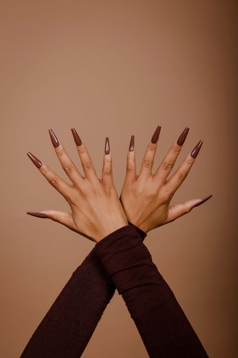 ** The Tones Collection "Mahogany" is an exclusive CUSTOM COLOR, handcrafted to suite every skin tone** * Ready to wear, handcrafted press on manicures, that are designed durable enough to complement a woman's everyday lifestyle, from working hands on, to celebrating a formal occasion. Giving treat & pamper yourself at home a new level of iconic as well as style and grace without the hassle and inconvenience. * Each nail provides durability, long lasting wear, and are able to be reapplied upon p Nails Solid Color, Hand Painted Nails, Nails Solid, Nails Hand Painted, Solid Color Nails, Working Hands, Nail Tape, Painted Nails, Color Nails