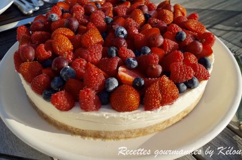 Cheesecake aux fruits rouges sans cuisson Cheesecake Fruits Rouges, Biscuits, Cheesecake, Raspberry, Dessert, Fruit