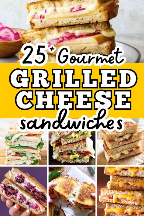 Use these gourmet grilled cheese recipes to transform your classic grilled cheese into an irresistible fancy grilled cheese sandwich you can enjoy any day of the week. Different Ways To Make Grilled Cheese, Adult Grilled Cheese Sandwiches, Gourmet Grilled Cheese Recipes, Adult Grilled Cheese, Grilled Cheese Recipes Easy, Fancy Grilled Cheese Sandwiches, Grilled Cheese Recipes Gourmet, Grilled Cheese Bar, Gourmet Grilled Cheese Sandwich