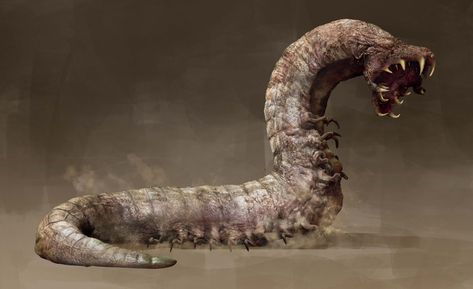 "Worm" by Shuhei Yamaguchi Worm Creature Concept Art, Worm Creature, Worm Fantasy Art, Tentacle Creature, Worm Monster, Worm Monster Concept Art, Giant Worm Fantasy Art, Giant Worm, Creature Anatomy