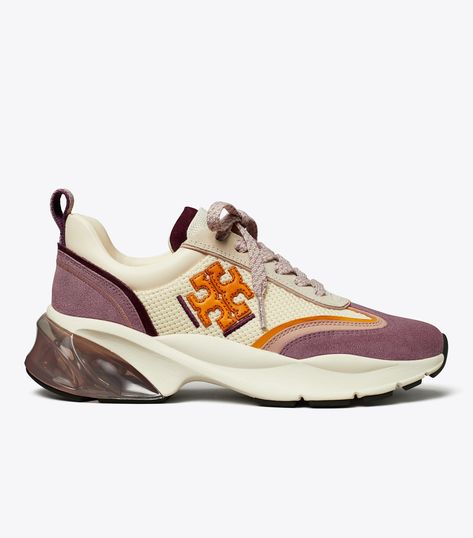 Good Luck Trainer: Women's Designer Sneakers | Tory Burch Detailing Logo, Colorful Heels, Green Sneakers, Canary Yellow, Brown Sneakers, Low Top Sneakers, Footwear Design Women, Sneakers Outfit, Block Design