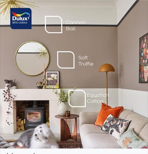 Dulux Brown Paint Color Palettes, Dulux Soft Truffle Living Rooms, Soft Truffle Dulux Paint Living Room, Soft Truffle Dulux Paint, Dulux Living Room, Dulux Colour Schemes, Chilling Room, Real Living Room, Modern Hallway Design