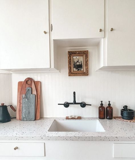 Wallpaper Instead Of Backsplash, Beadboard Backsplash Kitchen, Beadboard Kitchen Backsplash, Wallpaper Backsplash Kitchen, Kitchen Beadboard, Beadboard Kitchen, Diy Beadboard, Beadboard Wallpaper, Beadboard Backsplash