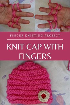 Finger Knit Beanie, Finger Weaving For Kids, Finger Knit Hat, Finger Knitting Projects For Kids, Finger Knit Scarf Easy, Easy Finger Knitting Projects, Finger Knitting Patterns, Easy Knitting Patterns Free Beginner, Finger Knitting For Kids