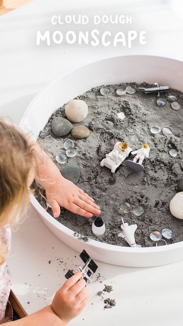 World Space Week, Space Week, Space Preschool, Sensory Tray, Moon Sand, Maluchy Montessori, Planet For Kids, Cloud Dough, Glass Pebbles