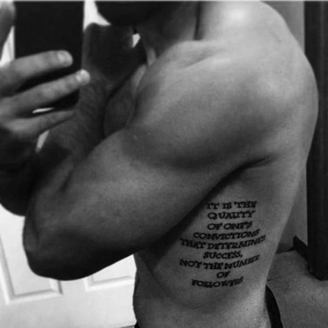 Top 39 Best Rib Quote Tattoo Ideas – [2020 Inspiration Guide] Quote Tattoo Designs, Ribs Quotes, Quote Tattoo Ideas, Rib Tattoo Quotes, Latin Tattoo, Rib Tattoos For Guys, Quote Tattoo, Small Tattoos With Meaning, Old English Font