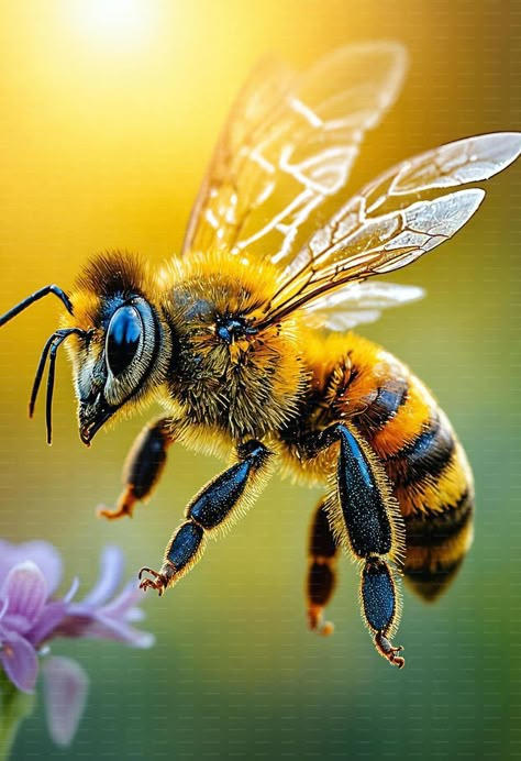 Bee Pictures Art, Bumble Bee Tattoo, Bee Artwork, Bee Images, Bee Pictures, Insect Photography, Bee Photo, Art Photography Portrait, Golden Background