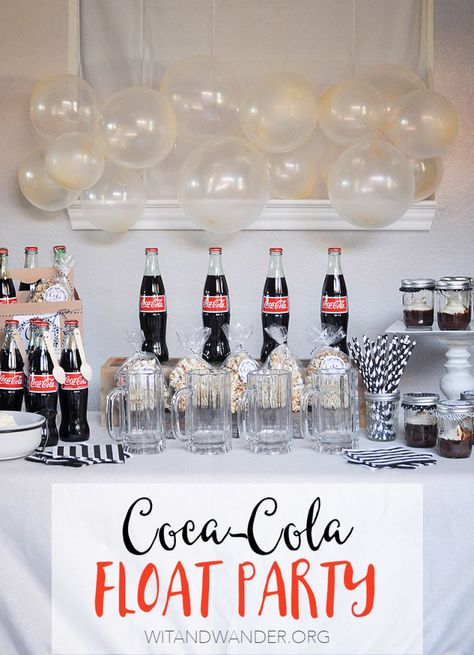 Coke Float Party, Coke Theme Party, Coca Cola Party Theme, Coke Bar, Coke Party, Coke Floats, Coca Cola Cupcakes, Cola Cupcakes, Cupcakes In A Jar