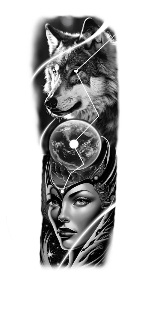 Full Sleeve Black And Grey Tattoo, Sci Fi Tattoo, Dove Tattoo Design, Half Sleeve Tattoos Drawings, Dove Tattoo, Full Sleeve Tattoo Design, Full Arm Tattoos, Japanese Dragon Tattoos, Sketch Tattoo Design