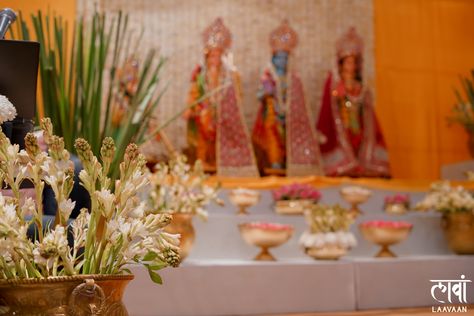 For the Pooja, the guests were given the experience of the most authentic flavour of India! With details that are clean, minimal and define the Indian culture to its core. #homeweddings #indianwedding #wedmegood #minimaldecor #marigolddecor #sundarkand #weddingdesingner #décor #outdoorweddings #weddingphotographyideas #welcomesignage #mehendidecoration #haldidecoration #mandirdecor #mandirdesign #bigfatindianweddings #classydecor #floraldecor #rajnigandha #authenticindian #homedecor #nriwedd Sundarkand Decoration, Mandir Design, Classy Decor, Indian Culture, Minimal Decor, Authentic Indian, Floral Decor, Welcome Sign, Outdoor Wedding