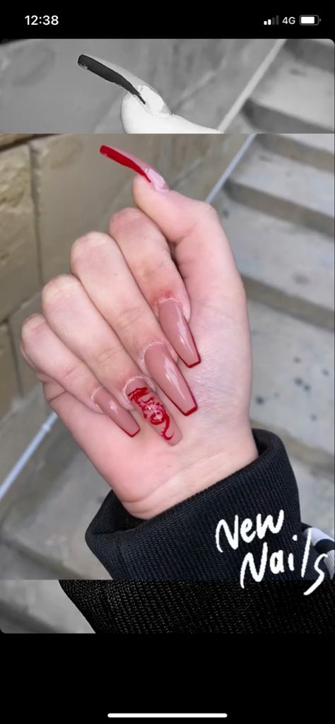 Nails With Red Design, Red Dragon Nails, Snake Skin Nails Designs, Congratulations Wallpaper, Snake Skin Nails, Gel Polish Designs, Dragon Nails, Red Snake, Nails Easy