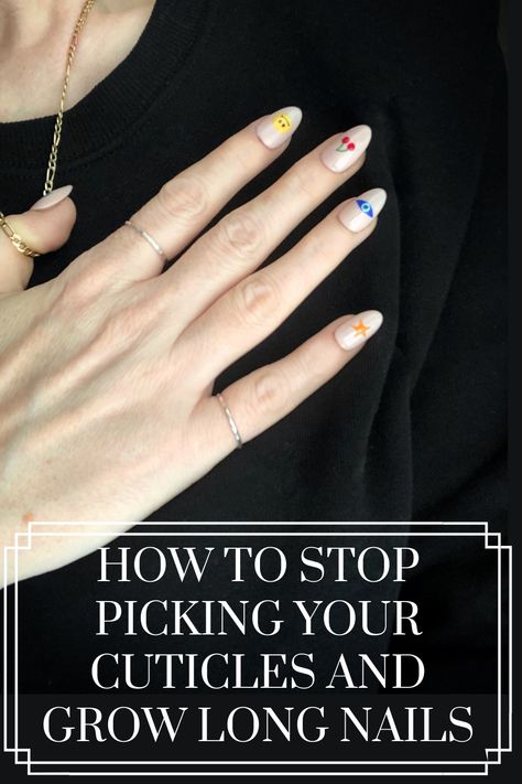 Hello, I’m a nail cuticle picker. And this is how I finally grew my nails to be long and manicure-worthy. How To Fix Your Cuticles, How To Grow Strong Long Nails, How To Keep Long Nails Clean, How To Have Long Healthy Nails, How To Clean Up Nail Cuticles, Grow Long Nails, Nail Cuticle, Long Nails, Beauty Hacks