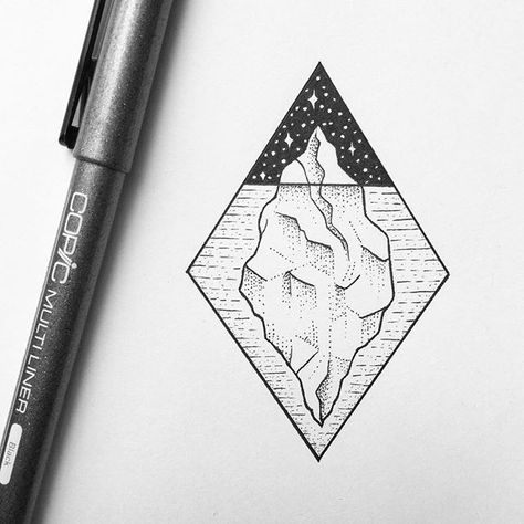 Below the surface ... #iceberg #drawing #illustration #fineliner #sketchbook #art Ice Tattoo, Cool Easy Drawings, Tumblr Drawings, Geniale Tattoos, Simple Designs To Draw, Cute Ideas, Desenho Tattoo, Eye Tattoo, Arte Inspo