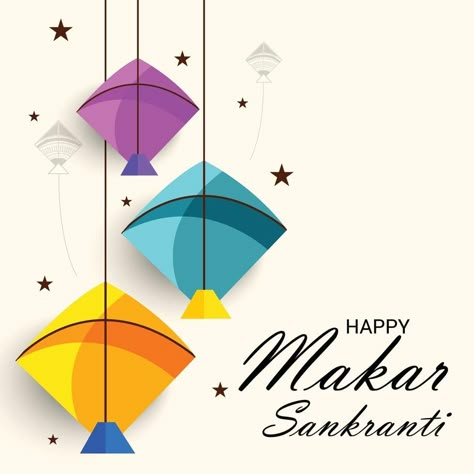 Vector illustration of a Background for Traditional Indian Festival Celebrate Makar Sankranti with Colorful Kites. Makar Sankranti Aesthetic, Makar Sankranti Creative Poster, Makar Sankranti Creative Post, Happy Makar Sankranti Creative, Makar Sankranti Creative, Makar Sankranti Drawing, Makar Sankranti Background, Kite Painting, Kite Decoration