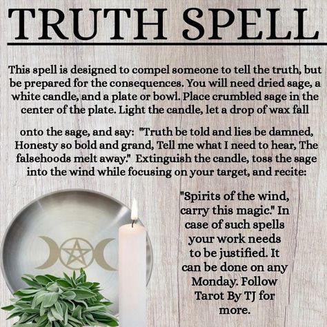 🕯️🌿TRUTH SPELL🌿🕯️ @tarotbytj #truthspell #spells #witchcraft #spell #truth #throatchakra #commandingspell #witchcraft Eyebright Witchcraft, Teeth In Witchcraft, Spell To Make Someone Tell The Truth, True Intentions Spell, Truth Reveal Spell, Latin Spells Witchcraft, Truth Spells For Beginners, Friday Spells, Truth Spells Witchcraft