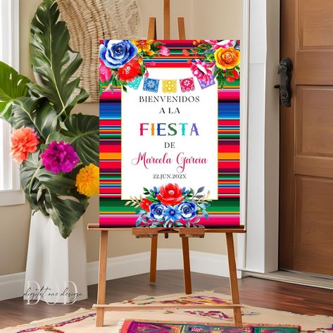 ¡Dale la bienvenida a tus invitados a tu vibrante celebración con este letrero de bienvenida de cumpleaños de fiesta mexicana! Perfecto para cualquier fiesta temática de fiesta, este letrero colorido presenta diseños tradicionales de inspiración mexicana, lo que lo hace ideal para cumpleaños, Fiesta Party Decor, Mexican Party Decorations, Mexican Fiesta Party, Fiesta Birthday Party, Fiesta Party Decorations, Fiesta Theme Party, Entryway Signs, Birthday Welcome Sign, Mexican Party Theme