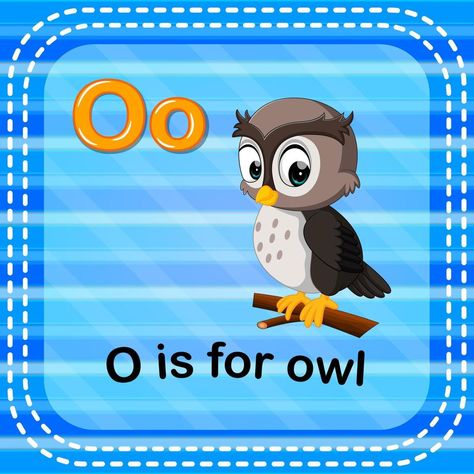 Flashcard letter O is for owl O Is For Owl, Letter O, Vector Art, Pikachu, Vector Free, Royalty Free, Snoopy, Clip Art, Fictional Characters