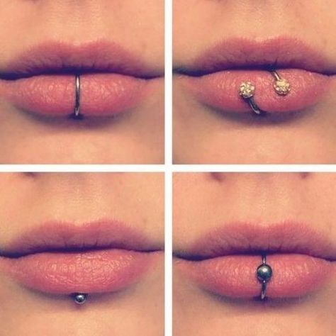 46 Gorgeous And Eye-catching Labret Piercing And Lip Piercing You May Love Spiderbite Piercings, Piercings Lip, Pretty Piercings, Mouth Piercings, Labret Ring, Double Tongue Piercing, Lip Jewelry, Double Ear Piercings, Piercing Labret