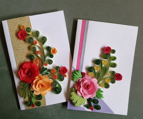 Grating Card, Creative Card Ideas, Handmade Greeting Card Designs, Book Crafts Diy, Greeting Card Art, Paper Quilling Patterns, Handmade Envelopes, Quilling Craft, Hand Crafts For Kids