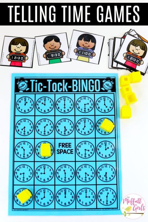 Math Games For First Grade, Time To The Half Hour, Telling Time Games, Math Bingo, Online Math Games, How To Tell Time, Teaching Time, Fun Math Games, Time Games