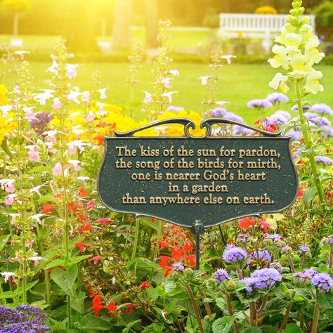 Whitehall Products Green/Gold the Kiss of the Sun Garden Poem Sign-10046 - The Home Depot Sun Poem, Garden Poems, Garden Plaques, Sun Garden, God's Heart, Garden Quotes, Charming Garden, Flora Fauna, Garden Accents