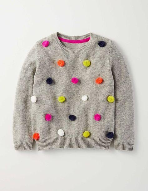 Reworked Clothes, Pom Pom Sweater, Diy Fashion Hacks, Hand Crochet Baby Blanket, Kids Sweater, Kids Fashion Girl, Baby Sewing, Fashion Kids, Knit Jumper